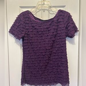 JTB Blouse Women’s Small Purple Newell Neck Ruffle Tee NWT